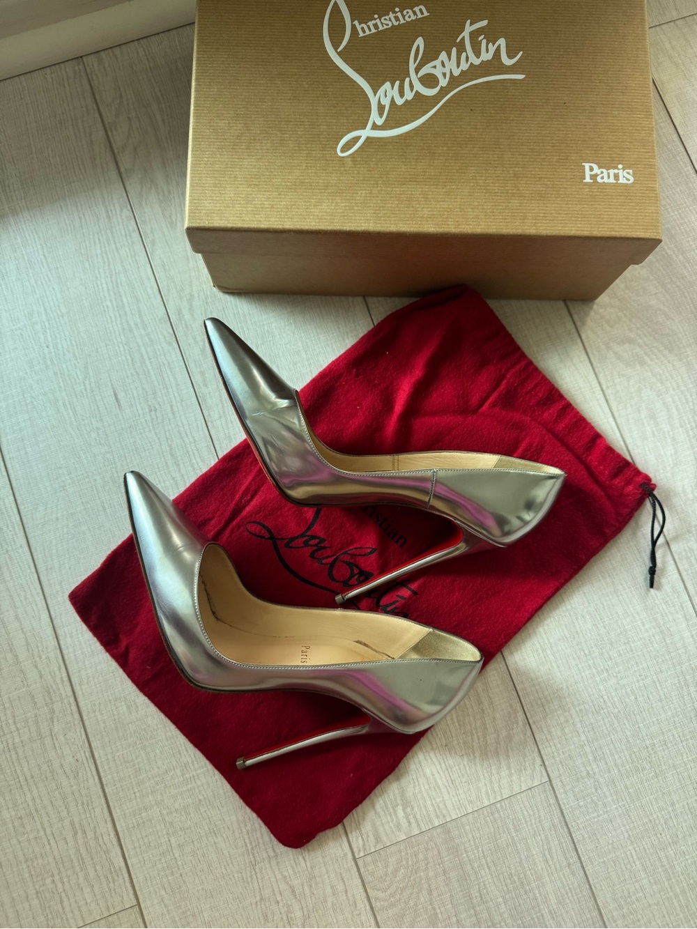 Christian Louboutin So Kate 120 Silver Sz 38 - Picture 3 of 7